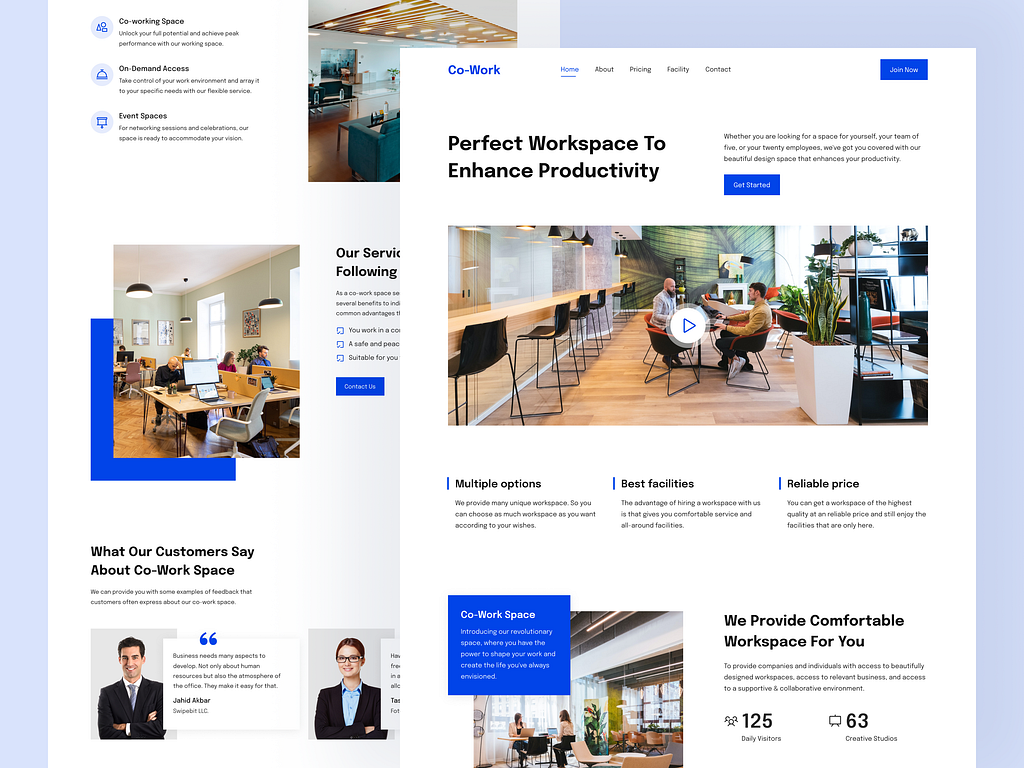 Co-Working Space Landing Page by Md Shariful Islam Khan on Dribbble