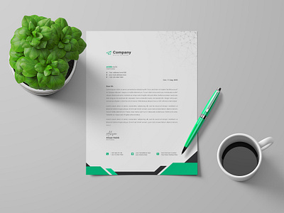Business Letterhead Design Template With Green