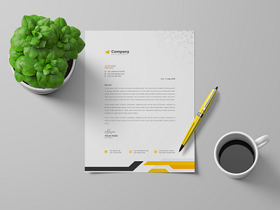 Business Letterhead Design Template With Yellow how to make letterhead