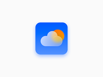 Weather App Icon app app icon blur cloud glass glassmorphism icon design mobile app sun weather