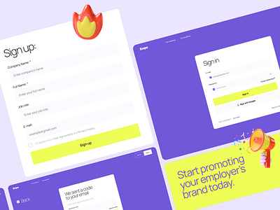 Social network for companies and students form interface landing page login minimal registration sign in sign up social network ui ux webpage website