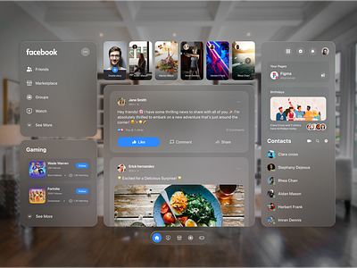 Spatial UI Facebook apple apple vision concept desktop facebook glass pro glass reality social spatial design spatial ui ui virtual vision glass vr