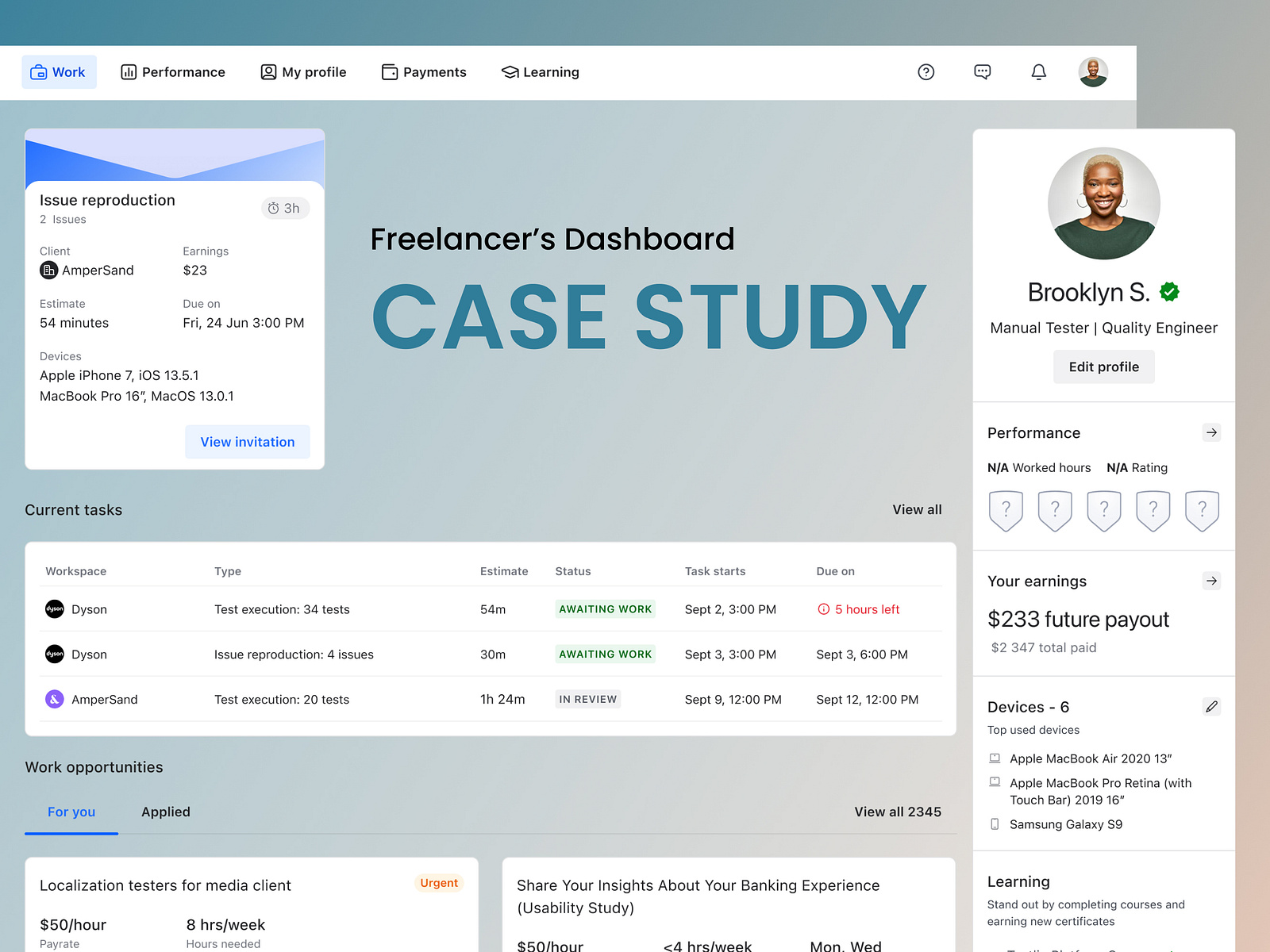 Freelancer's Dashboard UX case study by Marharyta Milovanova on Dribbble