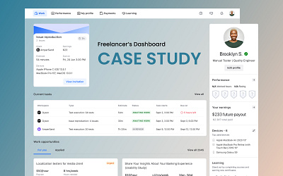 Freelancer's Dashboard - UX case study cards case study dashboard devices freelancers invitation journey map profile redesign tasks ui ux web