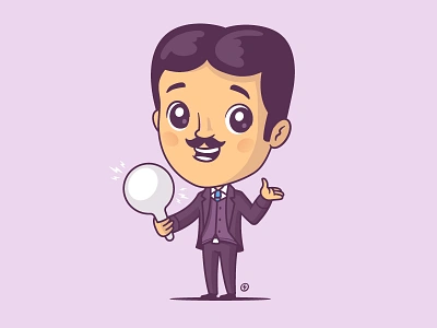 Nikola Tesla cartoon character chibi electric electricity funny illustration inventor nikola tesla science stock tesla vector