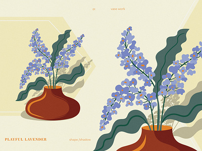 Playful Lavender in vase botanical design flat floral flowers illustration pretty sophisticated vase vector