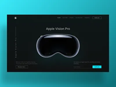 Apple Vision Pro - Website Redesign apple design clean design dark theme landing page minimalistic website modern website professional website trend ui vision pro web design webdesign