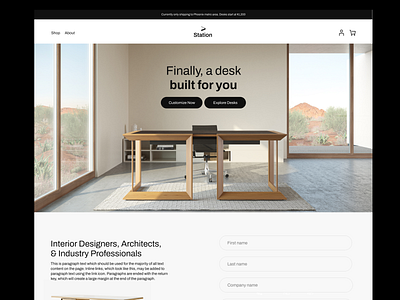 Station branding interior landingpage webdesign