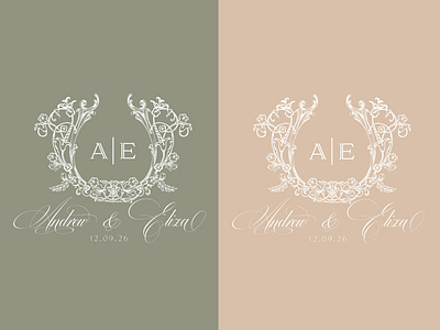 Vintage Wedding Monogram bespoke wedding logo custom monogram custom wedding logo design illustration luxury logo luxury wedding logo wedding logo wedding monogram