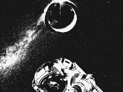 Astro astronaut dark design edgy graphic photoshop poster space two tone