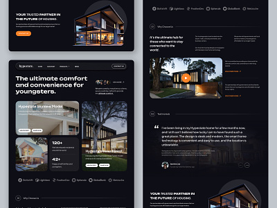 Real Estate Website Landingpage // Hypestate agency apartment cleandesign dark mode housing interior landing page landingpage luxury property product property real estate real estate agency realestateagency ui design web design webflow website design