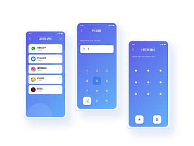 App Locker - Security Mobile App/Don't Touch My Phone/Anti Theft alarm alert anti theft app buttons clean design dont touch idea lock minimal mobile mobile app pattern pin proximity screens security ui ux