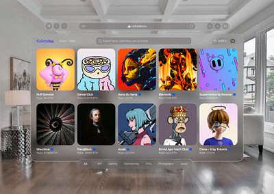 Apple Vision Pro: Kalidades - NFT Collection app apple ar branding clean design illustration logo minimal nft opensea ui ux vector visionos vr