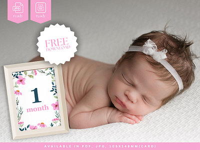 Baby Milestone Cards in Pink Flower baby boy baby girl baby milestone digital template milestone cards new mom