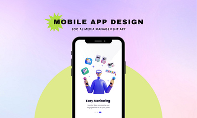 Social Media Management App - UI/UX app branding clean design designer guide illustration instagram intro management minimal mobile mobile app onboarding premium pro screen social media ui ux