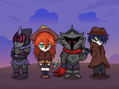 OC team up 2d character chibi design fantasy illustration vector