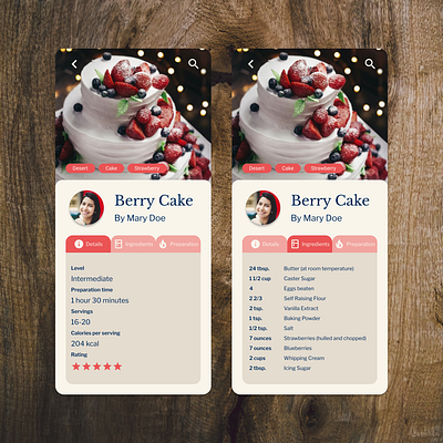 Daily UI 040 - Recipe dailyui design recipe ui uidesigner ux