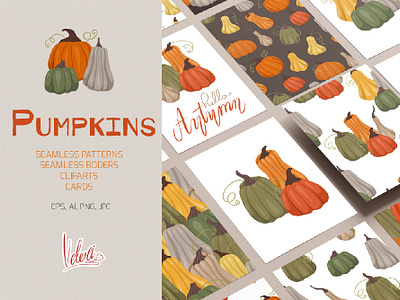 Pumpkins vector set background cartoon clipart educational games fabric graphic design illustration nature pattern wallpaper