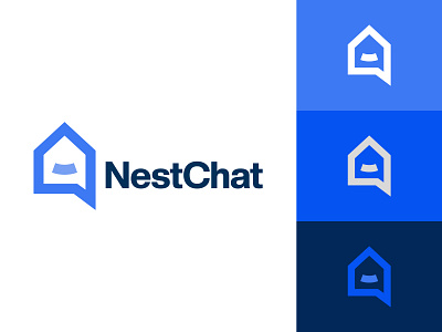 Home+Chat Logo Design app logo brand design brand identity branding chat logo design home chat home logo logo minimal modern logo nest saas logo tech