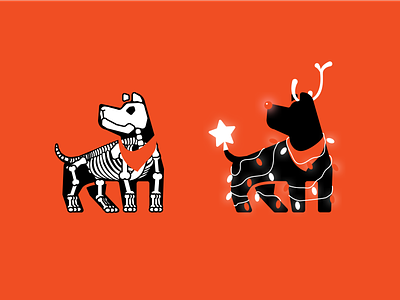 GigHound holiday dogs ☠️🎄 app apps brand branding brands christmas design dog dogs gig graphic design halloween illustration illustrator ios logo logos mobile skeleton vector