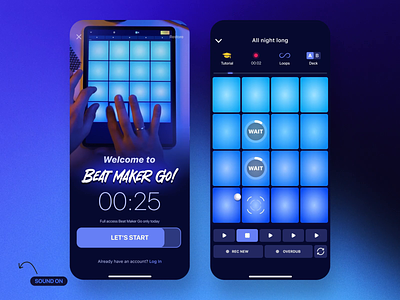 Beat Maker Go - Music Mobile App 🔊 app audio player beatmaker buttons dj drum machine hiphop ios mobile music music app music player paywall rap sound soundcloud special offer spotify timer аnimations