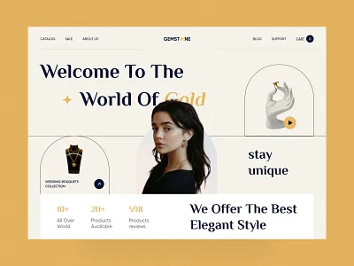 Jewelry website accessory branding e commers earing gold jewelery jewellery jewelry design landing page luxury shop online shop ui uiux design ux website
