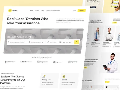 Zocdoc - Landing Page Redesign app book appointment design landing page medical minimal redesign telemedicine ui uiux ux web design website zocdoc