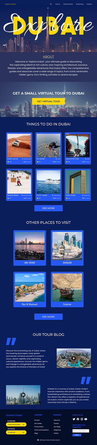 Explore Dubai - Tourism Website UI Design animation branding graphic design logo motion graphics ui