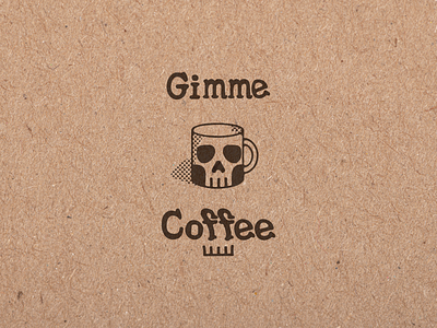 Gimme Coffee branding coffee cup design drink graphic design halftone illustration logo mug skull typography