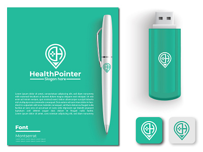 HealthPointer logo brand identity h logo health logo h