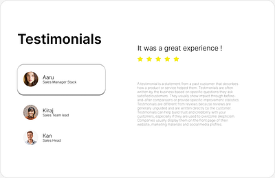 Testimonials design figma landing page ui