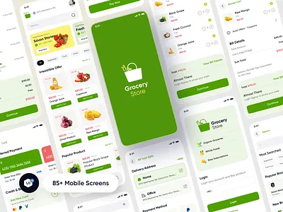 Grocery App UI Kit app app design design dribbble 2023 ecommerce app figma food app grocery grocery app mobile app online shop product ui ui design ui kit ui8 uiuxdesign
