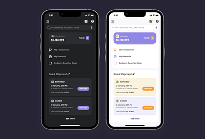 Dark Mode and Light Mode themes of Paxel app app design mobile app ui ux