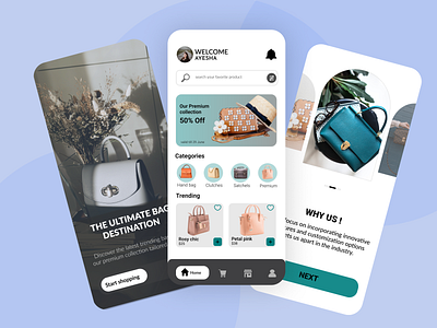 Ecommerce bag app app bag branding graphic design shopping ui
