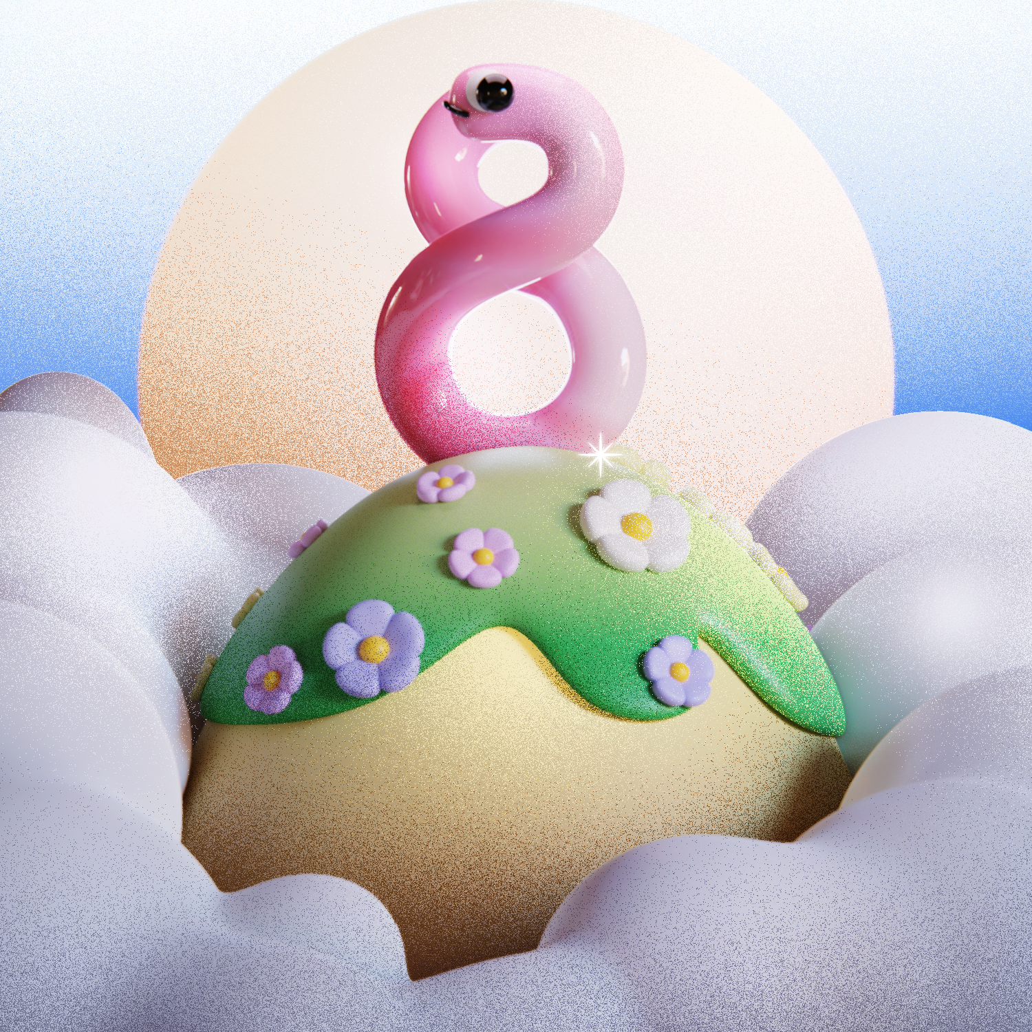 Number 8 36daysoftype 3d 3d art 8 blender challenge clouds design flowers grain illustration landscape number render sky sun