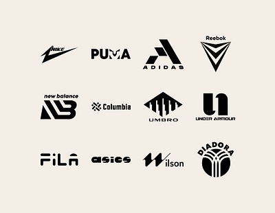 New sportswear logos adidas black brand branding clothes creative design graphic design illustration logo logofolio modern nike portfolio puma reebok sport style vector wear