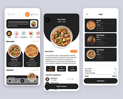 Food App Design 3d animation app app design branding design graphic design illustration logo mobile design modern design motion graphics ui ui design uiux vector web design