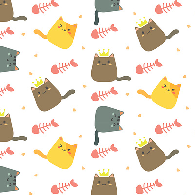 About Adorable Seamless Pattern of Cute Cats Graphic cat cat illustrations cat lovers cat themed cute cute cat patterns cute cats fabric kitty meow printing textile wallpaper