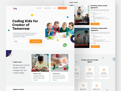 beJoy - Education Landing Page children class coding coding class coding kids course education education website home page kids landing page landingpage online robotic class school teacher web web design