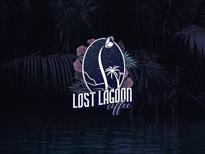 Coffee lagoon logo agricultural brand guidelines brand strategy branding coffee coffee cup concept dark design flowers for sale graphic design illustration lagoon leaf leaves logo logo design night palm