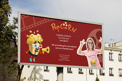 Billboard for kids cinema school 2d 2d design ad advertisement advertising billboard brand character cartoon character design flyer graphic design illustration logo