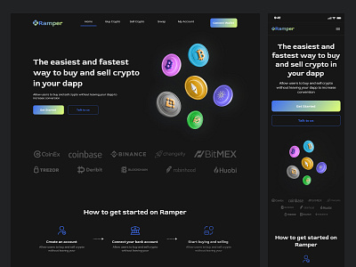 Ramper - Buy and Sell Crypto bitcoin blockchain btc buy coin crypto cryptocurrency cyrptotrade dapp defi eth exchange onramp sell trade ui design wallet website