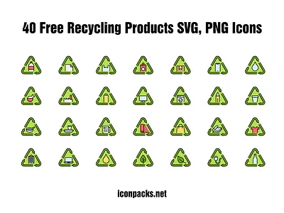 40 Free Recycling Products SVG, PNG Icons free free icons free resources freebie freebies icon pack icon set icons png icons recycle recycling svg icons
