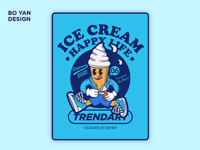 Anthropomorphic ice cream running trend illustration animation brand cartoon design graphic design illustration logo ui vector 冰淇淋 可爱 商务 拟人 有趣 蓝色 跑步