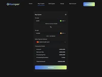 On Ramp bitcoin btc buy connect wallet cryptocurrency dapp defi design exchange on ramp payment trade ui ui design web3