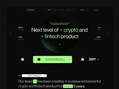 Web3 Fintech website design agency website blockchain crypto market website design finance fintech home page interface landing page minimal modern design product design saas startup startup website design ui ux web design web3 website website design