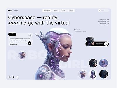 VR Gerative tool website 3d software ai dev tool artificial intelligence collaborative tool cyberspace engineering home page design landing page machine learning minimal product design robot subscription ui ux virtual reality vr generator vr space vr tool web webdesign