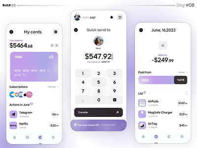 Online Banking App Concept - Day #08 banking build build2 design designdrug mobile app ui vector watchmegrow