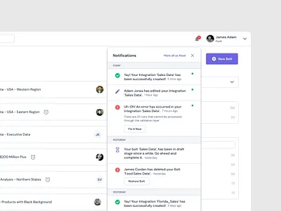 In-App Notifications app data design digital product notification saas ui ux website