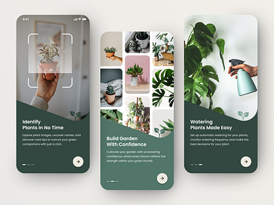 Plant Care App app appdesign design gardeningapp minimal mobileapp onboarding plantcare ui uiux userexperience ux
